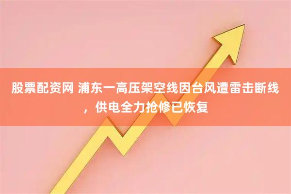 股票配资网 浦东一高压架空线因台风遭雷击断线，供电全力抢修已恢复